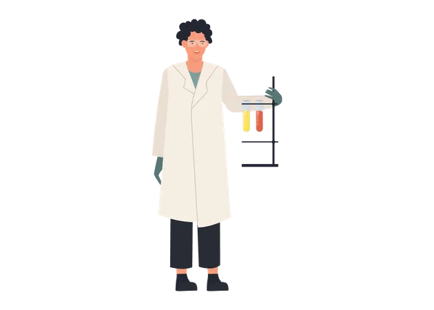 Man scientist doing chemical experiment  Illustration