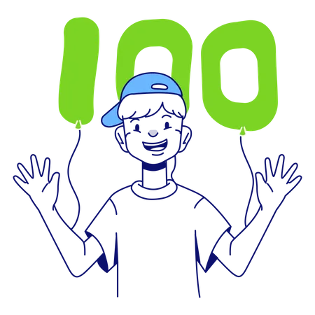 Man scored 100  イラスト