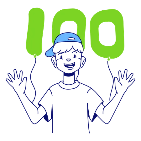 Man scored 100  Illustration