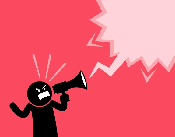 Man screaming out loud with a megaphone  Illustration