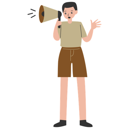 Man screams in megaphone  Illustration