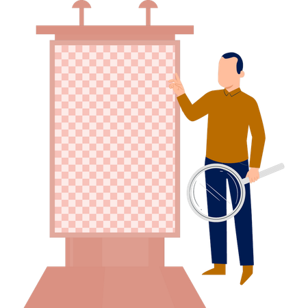 Man search bill board advertisement  Illustration