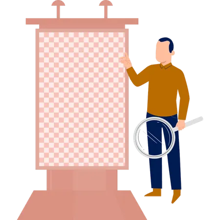 Man search bill board advertisement  Illustration