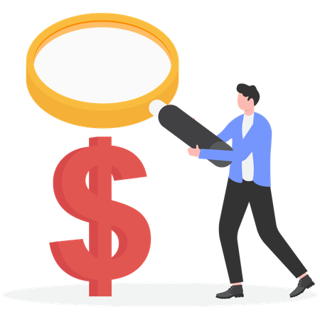 Man Search Dollars Financial Wealth  Illustration