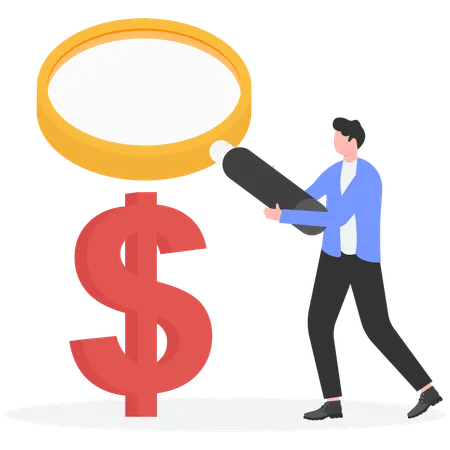 Man Search Dollars Financial Wealth  Illustration