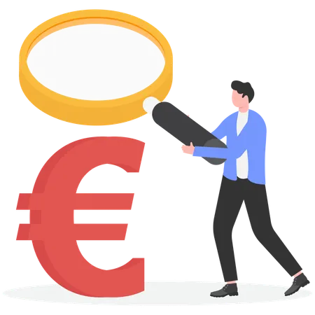 Man Search euro Financial Wealth  Illustration