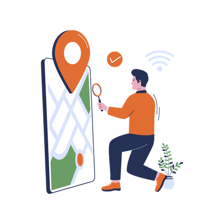 Man search Location on mobile  Illustration