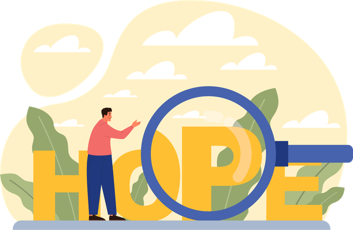 Man searches for inner hope  Ilustração