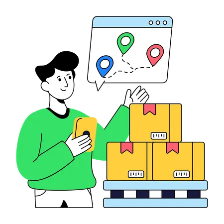 Man searches for Logistic Location  Illustration