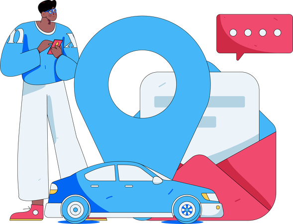 Man searches for taxi location  Illustration