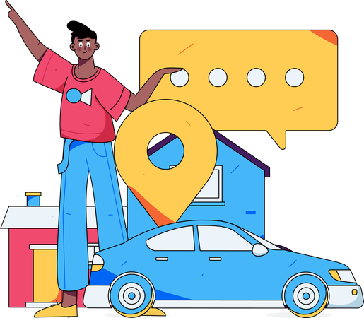 Man searches for taxi location  Illustration