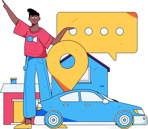 Man searches for taxi location  Illustration