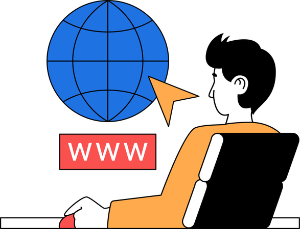 Man searches on www domain  Illustration