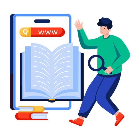 Man searches online book  Illustration