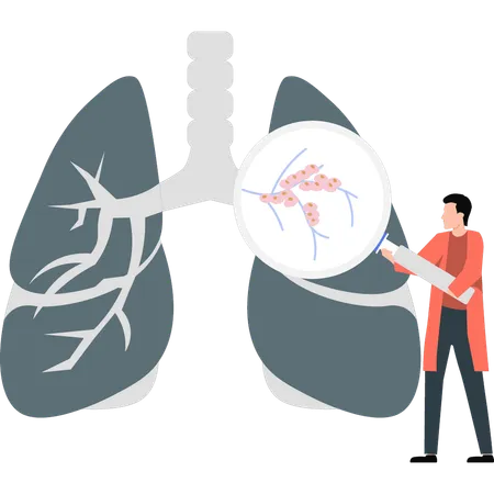 The Boy Is Searching About Lungs Disease Illustration