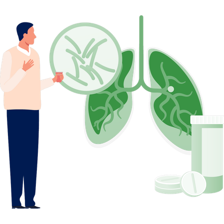 Man searching about lungs infection  Illustration