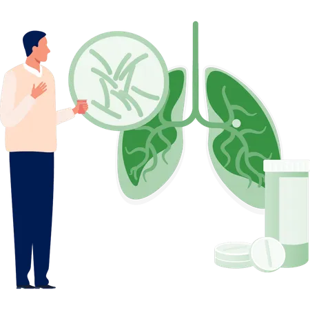 Man searching about lungs infection  Illustration