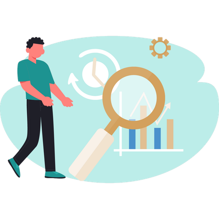 Man searching business graph  Illustration