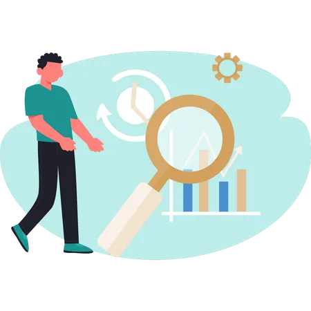 Man searching business graph  Illustration