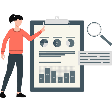 Man searching business pie chart  Illustration