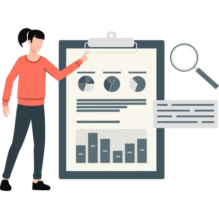 Man searching business pie chart  Illustration