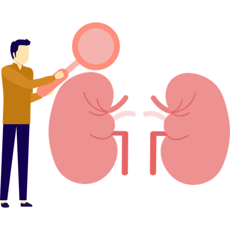 Man searching by using magnifier  Illustration