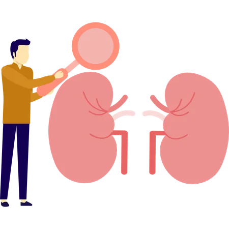 Man searching by using magnifier  Illustration