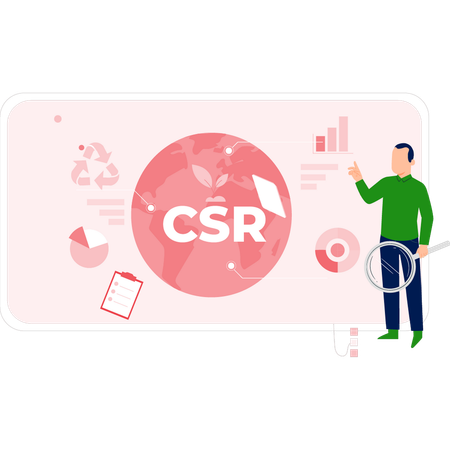 Man searching CRS report by magnifying glass  Illustration