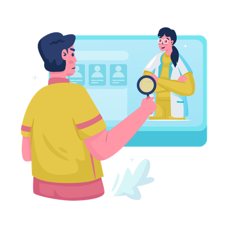 Man searching doctor schedule  Illustration