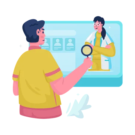 Man searching doctor schedule  Illustration