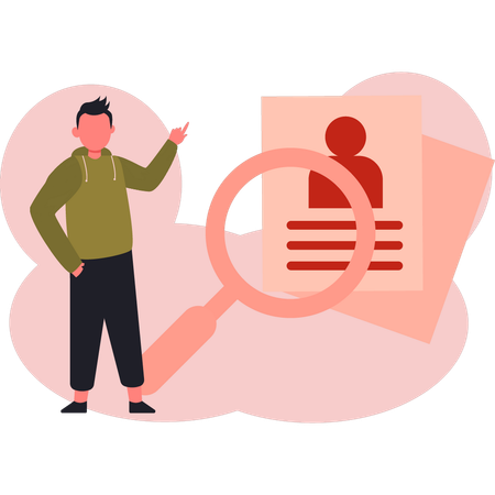 Man searching employee profile  Illustration