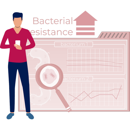 Man searching for bacteria online  Illustration