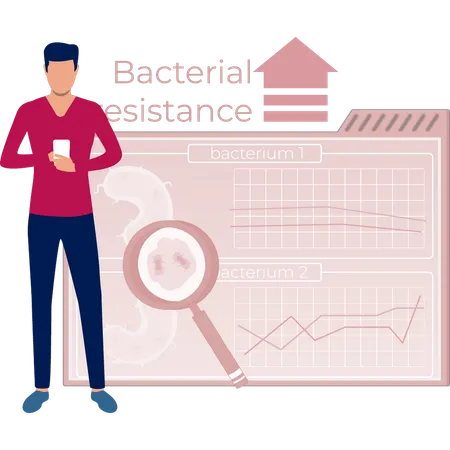 Man searching for bacteria online  Illustration