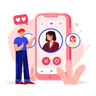searching for girlfriend on dating app illustration
