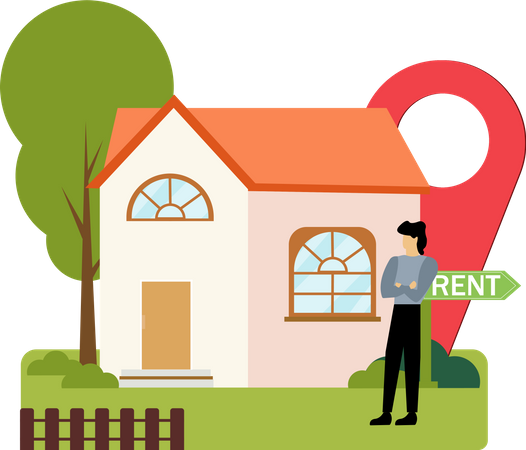 Man searching for house on rent  Illustration