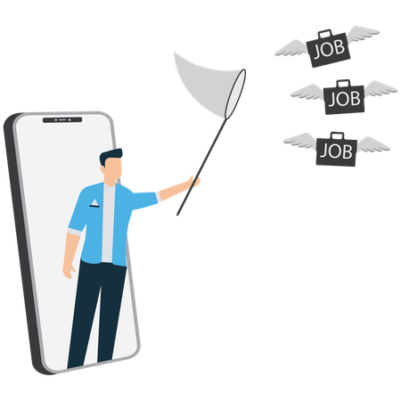 Man Searching for Job Opportunities Online  Illustration