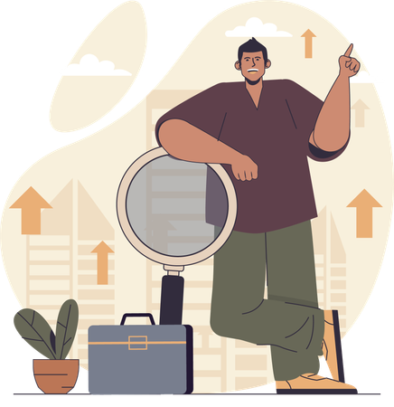 Man searching for job opportunity  Illustration