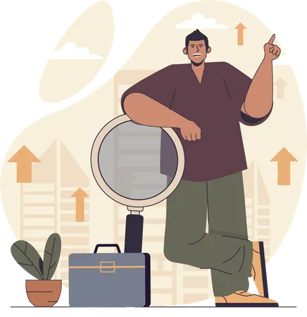 Man searching for job opportunity  Illustration
