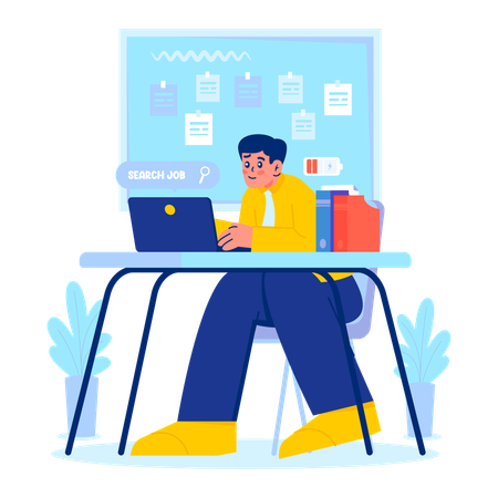 Man Searching for new job  Illustration
