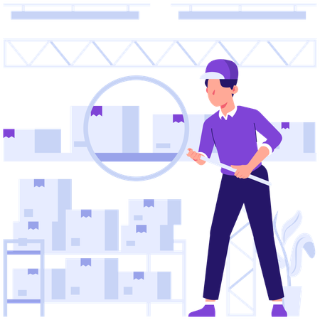 Man searching for parcel box  Illustration