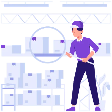 Man searching for parcel box  Illustration