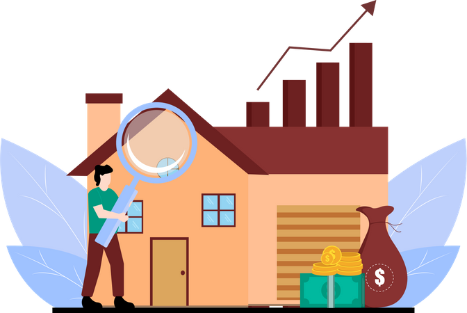 Man searching home before buying  Illustration