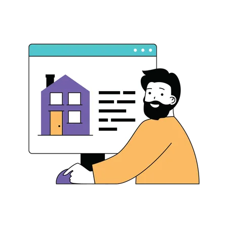 Man searching home online  Illustration