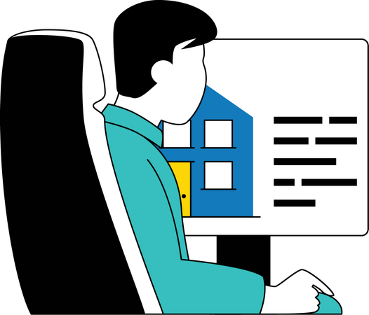 Man searching home online  Illustration