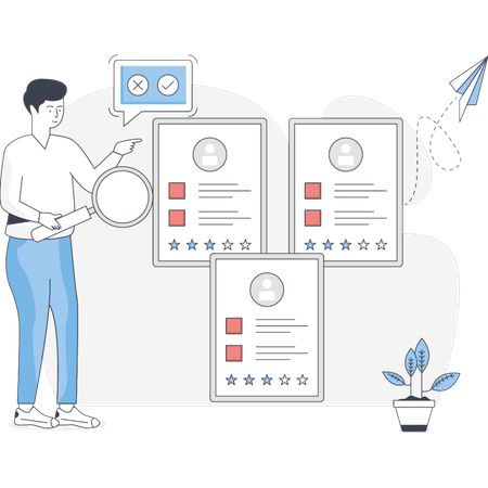 Man Searching Hr Recruitment Employee  Illustration