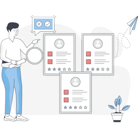 Man Searching Hr Recruitment Employee  Illustration