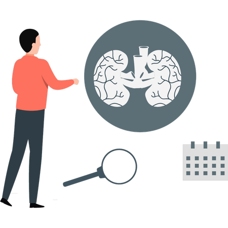 Man searching human kidney vain  Illustration