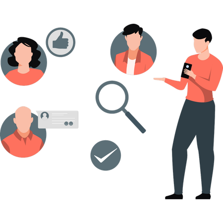 Man searching human resources  Illustration