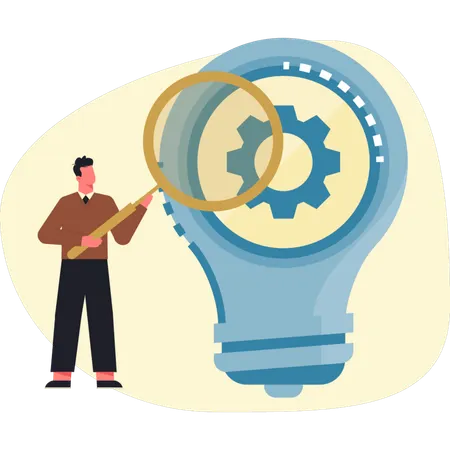 Man searching ideas setting  Illustration