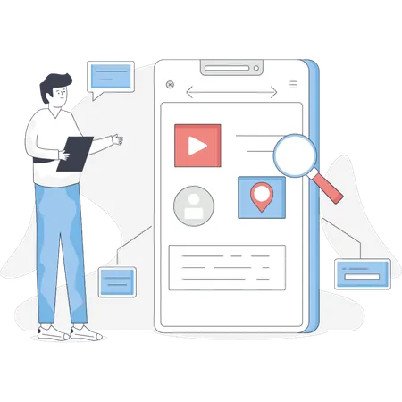 Man  searching location  Illustration